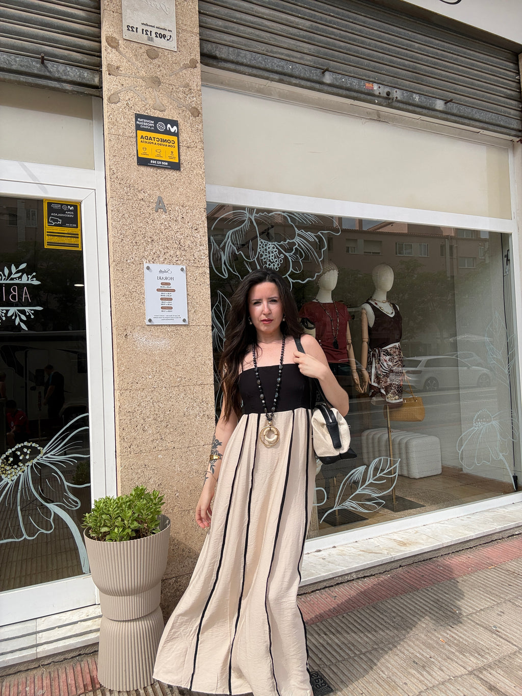 Vestido beige rayas