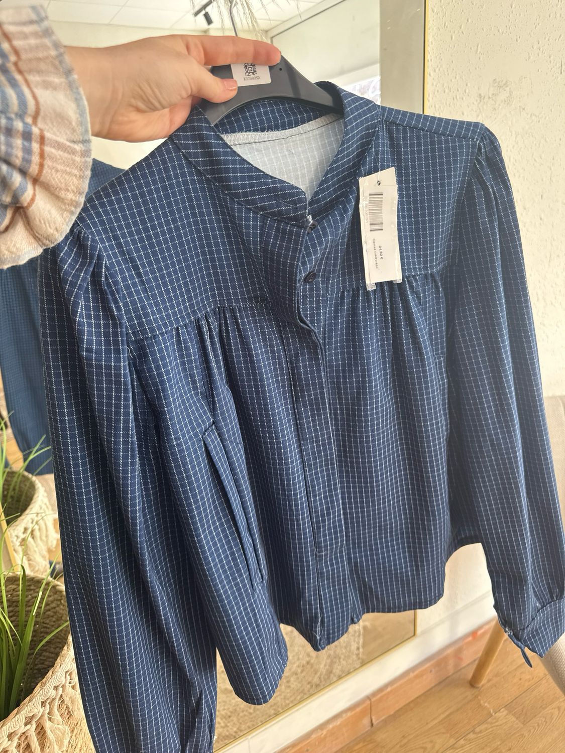 Camisa Cuadritos Azul Marino