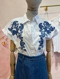 Camisa bordada azul