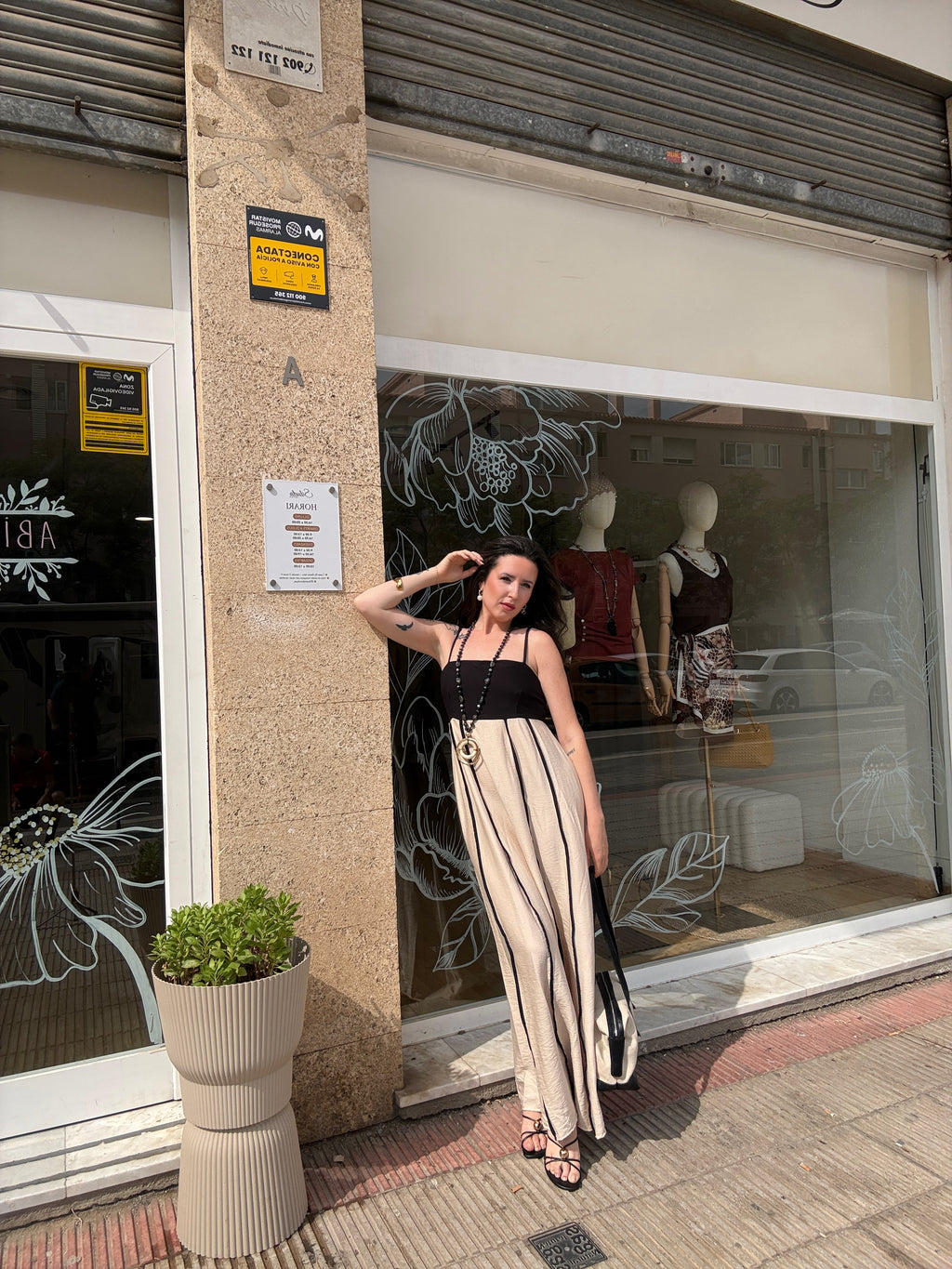 Vestido beige rayas